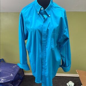 Izod Blue Casual Button Down Shirt